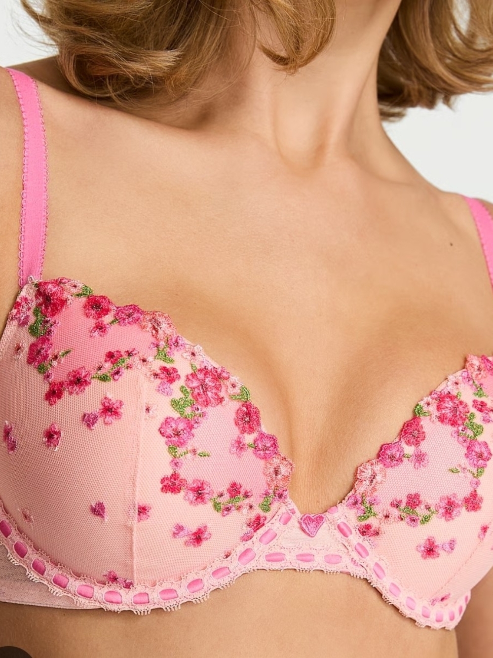 Victoria's Secret Pink Floral Embroidered Underwire Bra